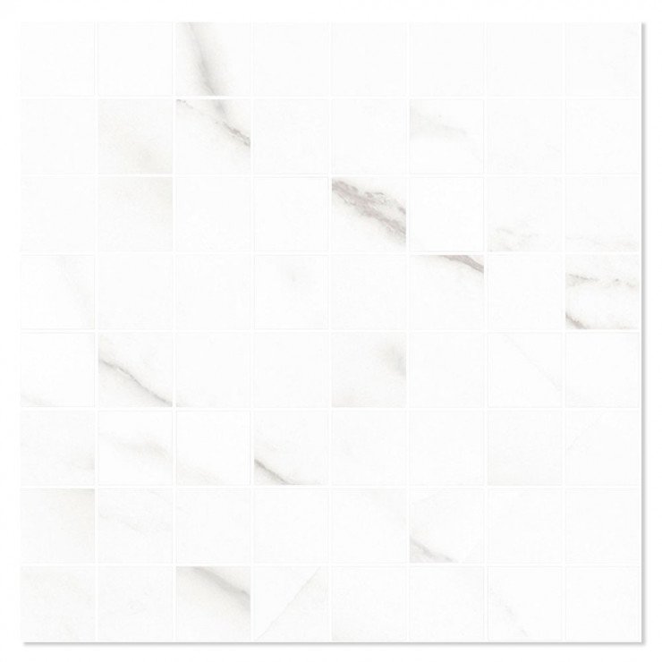 Marmor Mosaik Klinker Florens Carrara Hvid Poleret 30x30 (3.2x3.2) cm-0